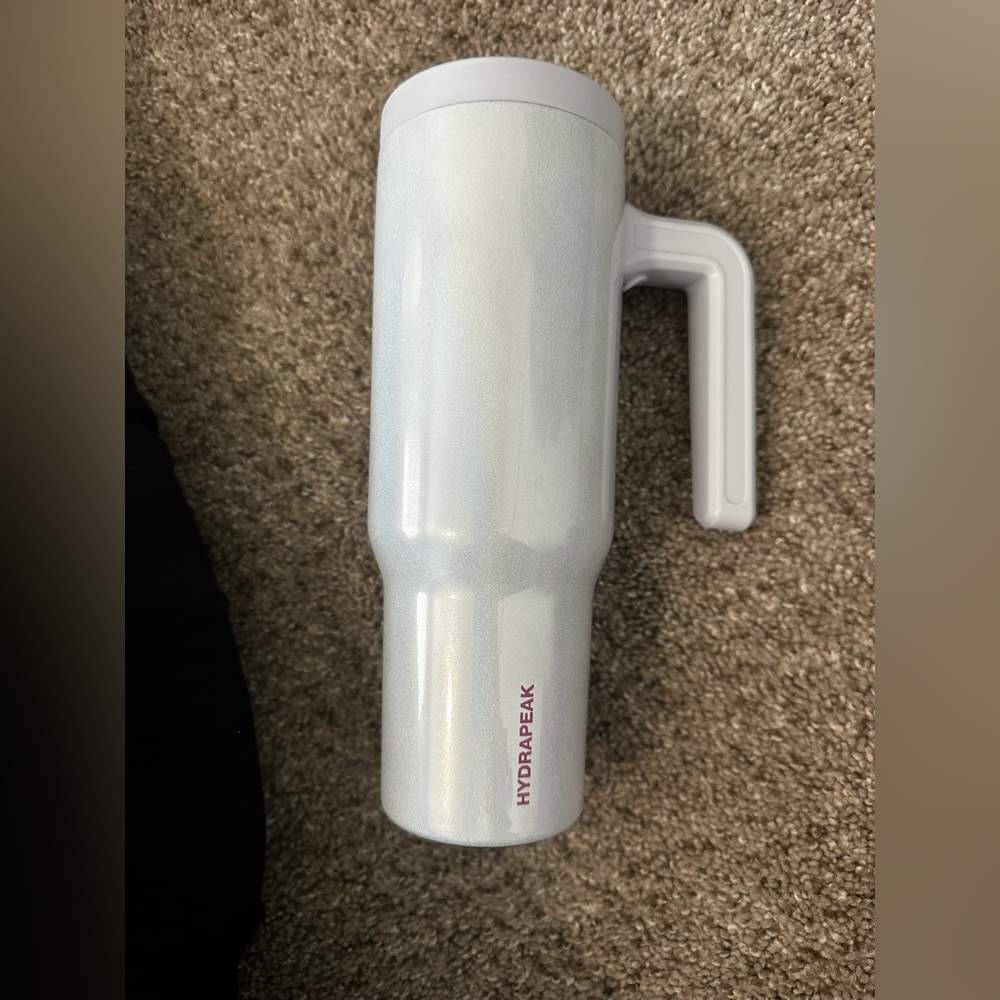Hydrapeak White Sparkly Tumbler with Handle (No Straw) EUC